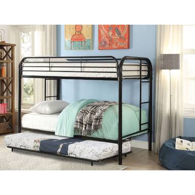 Metal bunk shop bed with trundle